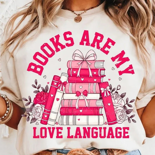 Valentine Book Lover Shirt, Books Are My Love Language Sweatshirt, Bookish Shirt, Retro Bookworm  Sublimation T-Shirt, Mug Design Gift for Valentine