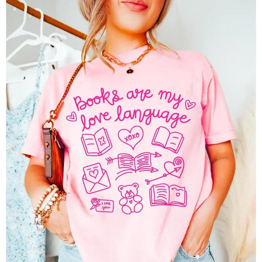 Valentine Book Lover Sweatshirt, T-Shirt, Hoodie, Books Are My Love Language Shirt, Bookish Shirt, Retro Bookworm Shirt