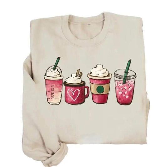Valentine Coffee Heart Sweatshirt, Funny Valentine Gift for Women