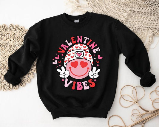 Valentine Vibes Sweatshirt, Valentine's Day Hoodie, Retro Valentines Sweater, I Love You Hoodie, Gift Sweater For Wife, Groovy Valentines Long Sleeve.