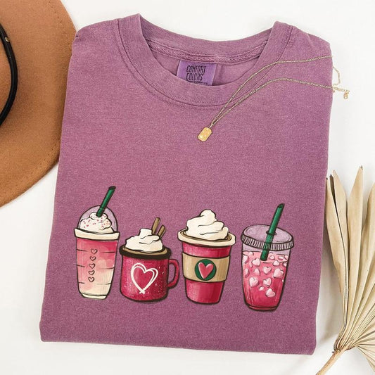 Valentine's Coffee, Drinks, Comfort Colors Tshirt, Valentine's Day, Valentine's Day Comfort Colors Tshirt, Women's Graphic Tee, Love, Heart, Cupid