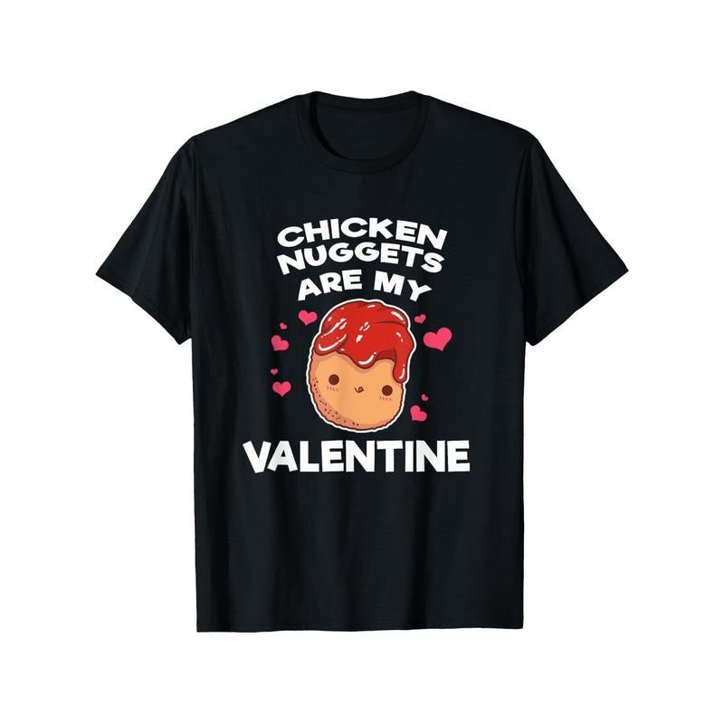 Valentine's Day Chicken Nuggets Humor Graphic Tee for Men - 100% Cotton, Comfort Fit Short Sleeve T-Shirt, Perfect for Casual Wear & Outdoor Activities made in usa