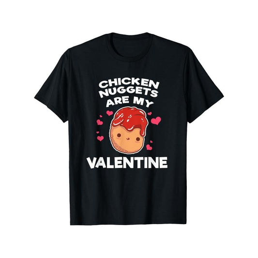 Valentine's Day Chicken Nuggets Humor Graphic Tee for Men - 100% Cotton, Comfort Fit Short Sleeve T-Shirt, Perfect for Casual Wear & Outdoor Activities made in usa
