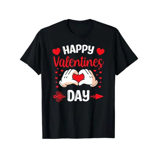 Valentine's Day Love-Themed Cotton T-Shirt for Couples - Comfortable & Stylish, Perfect for Date Night, Available in S to XXXL, Black made in usa