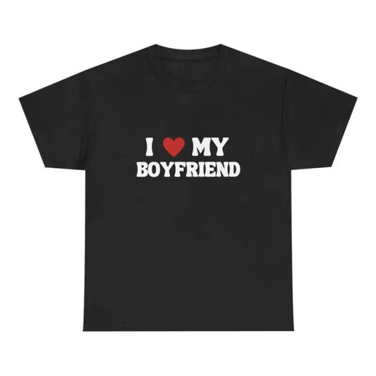 Valentine's Day Men's Regular Fit "I Love My BF" Print Crew Neck Short Sleeve T-shirt, Graphic Tees for Men, T Shirts for Men, Summer Clothes for Men, Gift for Him, Graphic Tees, Crewneck Shortsleeve Menswear, Streetwear, Men's Clothing, Tops