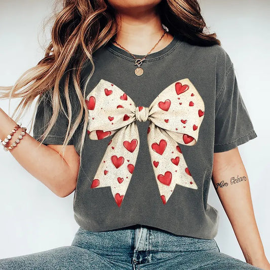 Valentine's day Heart Coquette bow Shirt, Retro Valentine Shirt, Valentine's Day Gift, Gift For Her, Unisex T- Shirt, Sweater