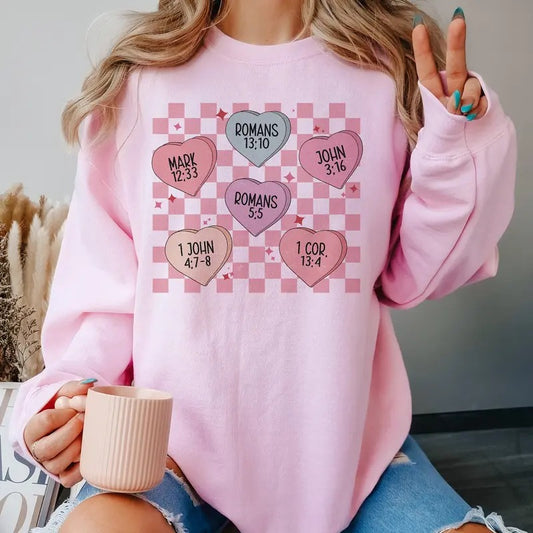Valentines Conversation Hearts Sweatshirt, Valentines Sweatshirt, Cute Valentines Sweatshirt, Valentines Sweatshirts, Retro Valentine Sweatshirt