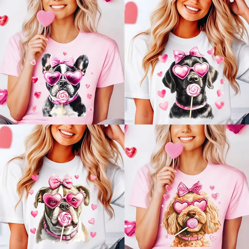 Valentines Day Dog Breed T-Shirts - Print is Sublimation, Unisex Non-Fitted T-Shirt,Funny Tee, Gift Idea, Relaxed Fit, Casual Apparel,Great with Jeans Top Womenswear