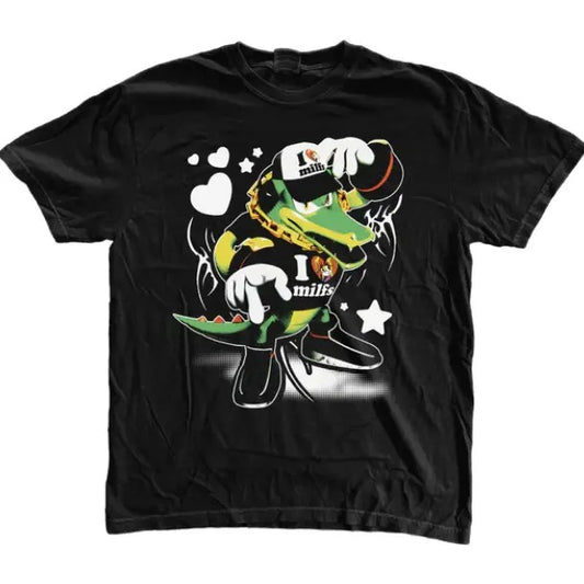 Vector the Crocodile Green Lover T-Shirt, Sonic Adventure Shirt, Unisex Vintage Graphic Tees Gothic Grunge Y2k Emo Scene Amity Affliction Style Clothes Men Women Streetwear