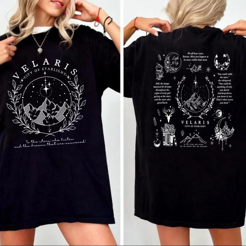 Velaris City Of Starlight Two Sided Shirt, The Night Court, Sjm Merch Shirt, Acotar Velaris Tshirt, Court Of Dreams, Velaris Bookish Pullover Tee