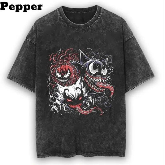 Venomous Carnage Black Vintage Tee, Venomous Carnage Shirt, Halloween Shirt, vintage graphic tees, gift for fan, gift for him, gift for her Top Menswear Underwear Tshirt Streetwear Tropical