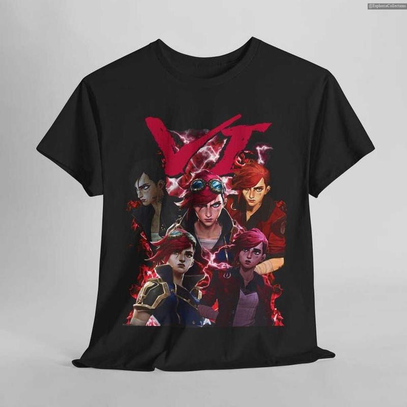 Vi Arcane League of Legends T-Shirt, Unisex Vintage Streetwear Anime Apparel Fan Merch, LOL Fan Gift , Global Trending Outfits