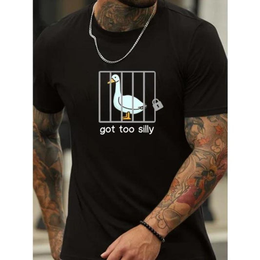 Vibrant Funny Duck Graphic Tee - Men's Short Sleeve T-Shirts for Summer Streetwear - Stylish Casual In-Trend Tops for Youth and Young Adults Made in USA