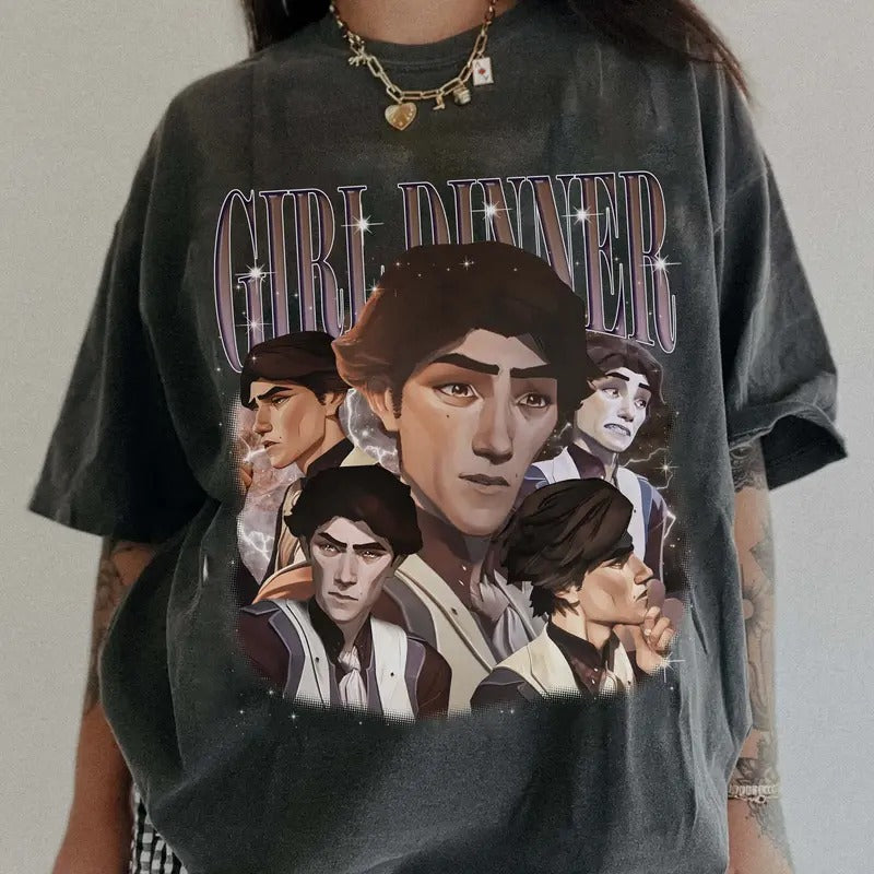 Viktok Arcane Girl Dinner Comfort Colors Unisex Tshirt For Men- For Women, Y2K 90s Retro Celebrity Crush Movies Bootleg Tee, Style Cotton Top