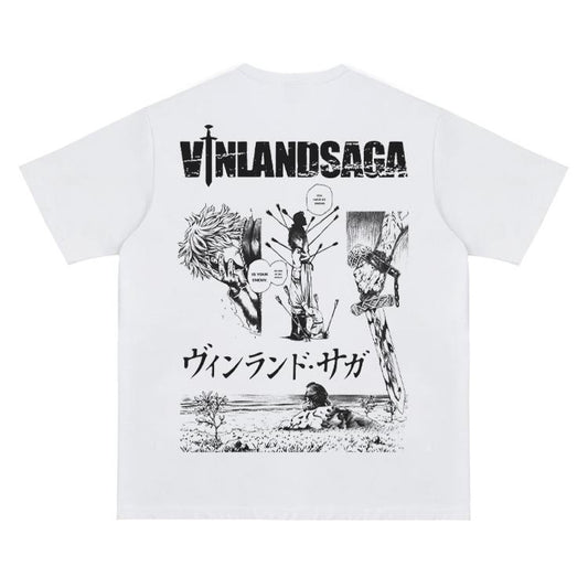 Vinland Saga "Growth" Vintage Oversized Tee Anime T-shirt 100% Cotton Original Design Men's Top for Fans Menswear Tshirt