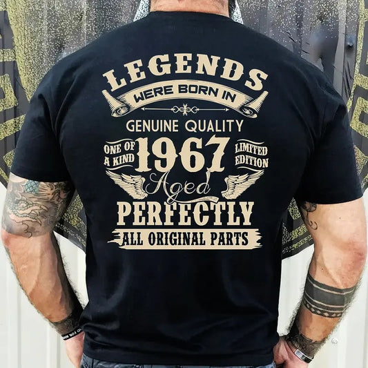 Vintage 1967 Birthday Shirt for Men - Legends Born in 1967 Gift for 57th Dad - 100% Cotton Fabric Menswear Top Collar Elastic Classic Sweatshirt