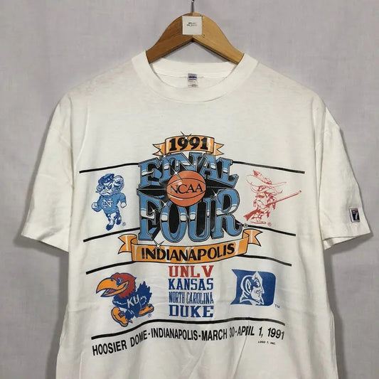 Vintage 1991's Final Four Indianapolis, UNLV, Tar Heels, Jayhawks, Duke t-shirt Classic Cotton college merch Menswear Top