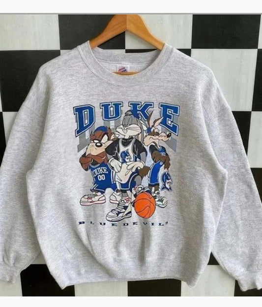 Vintage 1994 NCAA Duke Blue Devils Looney Tunes Unisex Classic Sweatshirt, Duke Blue Devils Sweatshirt. Crewneck Menswear Sweaters Soft Hoodie