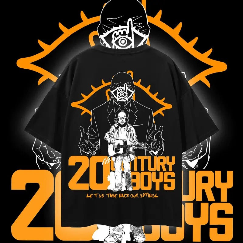 Vintage 20th Century Boys 2 Sides Graphic Tee, Tomodachi Anime Manga Special Graphic T-shirt Gift For Anime Fan Classic Cotton Top Womenswear