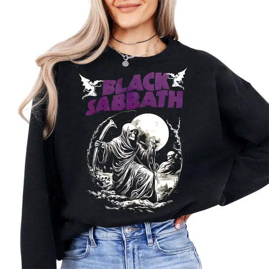 Vintage 80s Black Sabbath Band T-shirt Sweatshirt Hoodie, Band Heavy Metal Shirt, Halloween Shirt, Gift for Music Fan