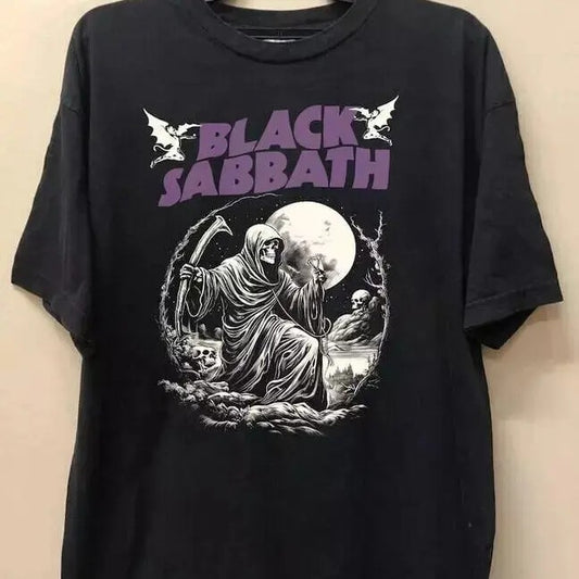 Vintage 80s Black Sabbath Band Tee, Band Heavy Metal Shirt Cotton Menswear Cotton Menswear T-Shirt Top