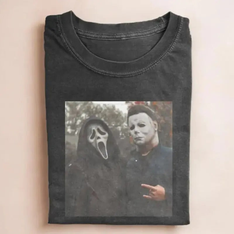 Vintage 90s Halloween Ghostface Heart Hands Unisex T-shirt,, Scary Movies Tee, Funny Ghost Face T-Shirt, Horror Killer Characters Club Shirts
