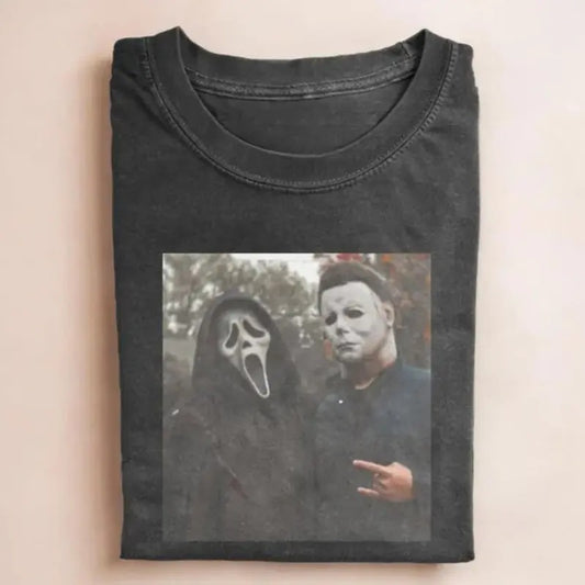 Vintage 90s Halloween Ghostface Heart Hands Unisex T-shirt,, Scary Movies Tee, Funny Ghost Face T-Shirt, Horror Killer Characters Club Shirts