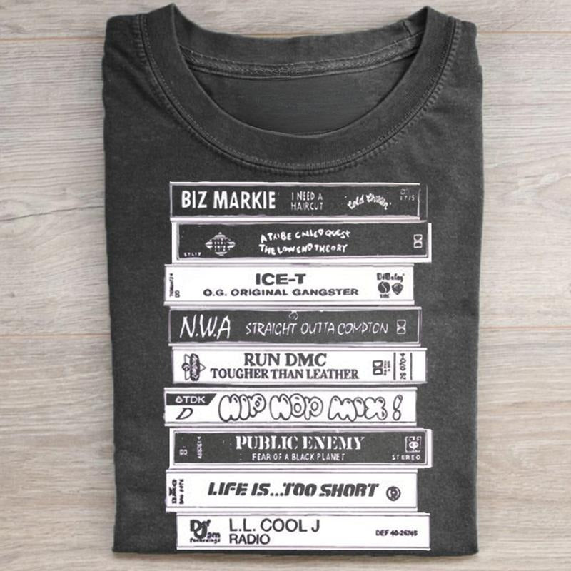 Vintage 90s Hiphop Rap Cassette Tapes Graphic Tee - Biz Markie I Need a Haircut Album Shirt - Run DMC Tougher Than Leather Album Shirt - LL Cool J Radio Tee - Old School Hiphop Shirt - Music Merch Menswear Top
