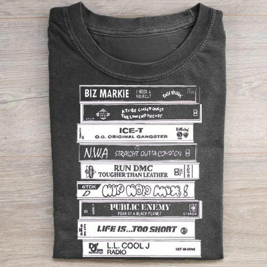 Vintage 90s Hiphop Rap Cassette Tapes Graphic Tee - Biz Markie I Need a Haircut Album Shirt - Run DMC Tougher Than Leather Album Shirt - LL Cool J Radio Tee - Old School Hiphop Shirt - Music Merch Menswear Top