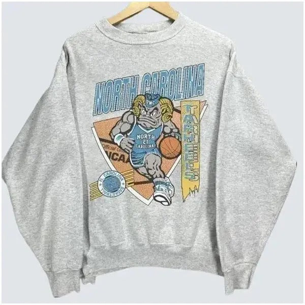 Vintage 90s North Carolina Tar Heels Basketball Sweatshirt, NC Tar Heels Crewneck Gift Fans