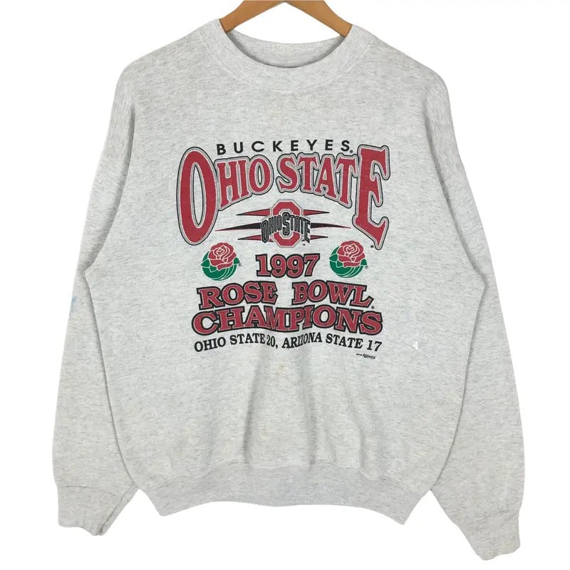 Vintage 90s Ohio State University Buckeyes 1997 Rose Bowl Crewneck Pullover Sweatshirt