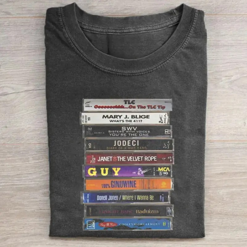 Vintage 90s R&B Cassette Tape T-shirt, Music Shirt - Jodeci, Boyz II Men, TLC, Ginuwine, Guy, SWV and More - Nostalgic Music Tee for Fans Menswear Top Streetwear Tshirt