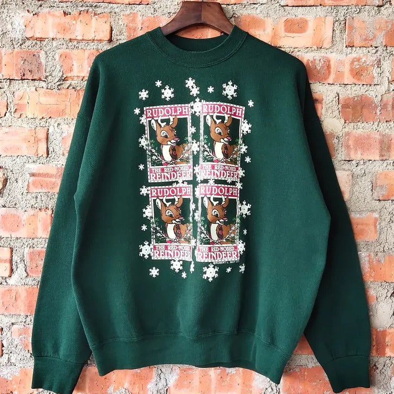 Vintage 90s Rudolph the Red Nosed Reindeer Movie Sweatshirt Rudolph Crewneck Rudolph Pullover, rudolph Christmas Shirt, rudolph Christmas Sweater, Christmas Movie Shirt, Holiday Family Matching Sweatshirt
