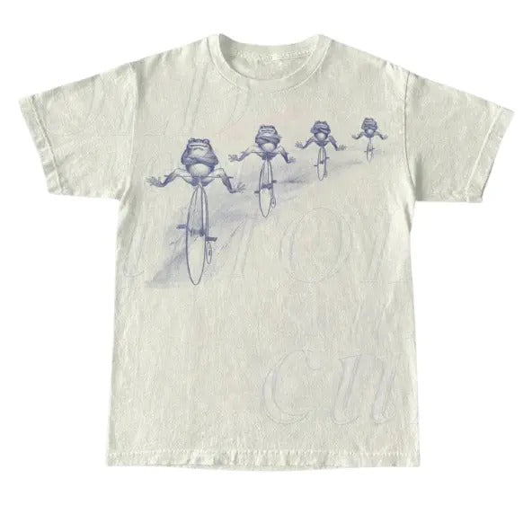 Vintage 90s Tattoo Frogs Riding Bikes Tshirt, Retro Nature Shirt, Funny Frog Shirt, Frog Lovers Shirts, Meme Shirt, Unisex Relaxed Adult Tee, Y2k, Unisex T-Shirt, Gift For Men Women Menswear Top Underwear