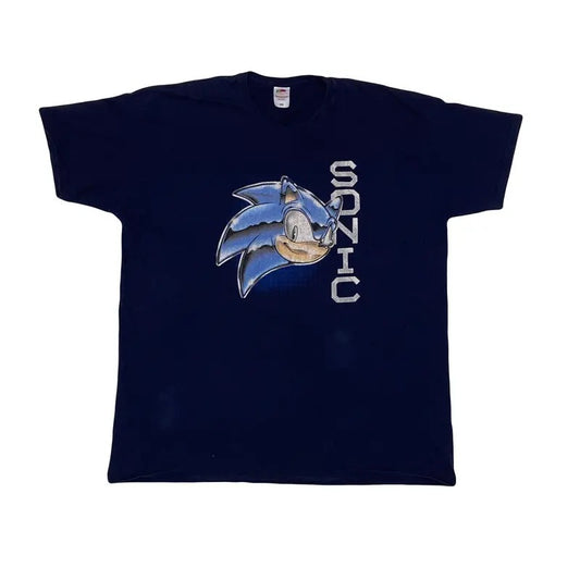 Vintage 90s The Hedgehog game retro gaming souvenir navy blue shirt Graphic Tee Tops Underwear Crewneck Menswear T Shirt