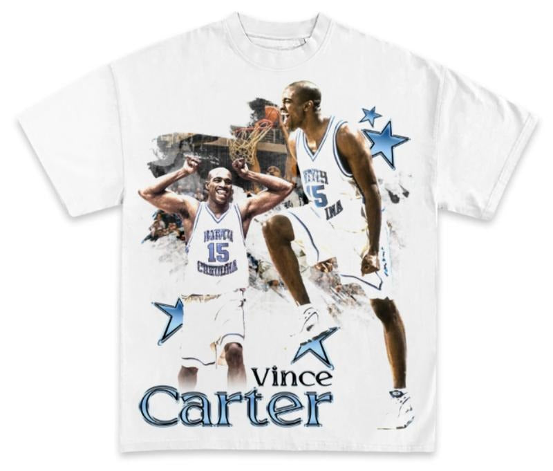 Vintage 90s Vince Carter UNC Tar Heelss T-Shirt, Retro Graphic Basketball Tee, Gifts For Fan, Menswear Top Underwear Streetwear