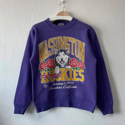 Vintage 90s Washington Huskies Crewneck Sweatshirt, UW Sweater, Washington Huskies Sweatshirt, Washington Huskies Sweatshirt