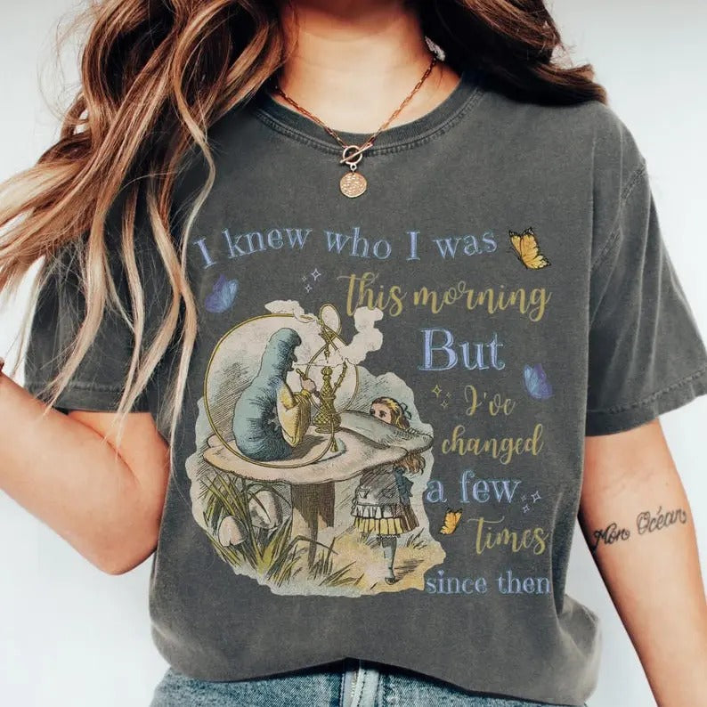 Vintage Alice Alice in Wonderland Shirt Alice in Wonderland T-shirt Were All Mad Here Poet Mad Hatter Shirt Literature Shirt Light Academia3