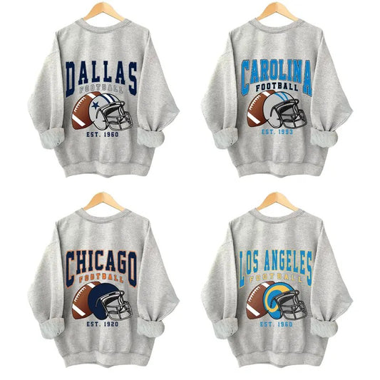 Vintage All Team Football Crewneck Sweatshirt Retro Game Day Sport Color, Vintage Game Day Style Perfect Gift for Football Fans Tops Sweaters Menswear