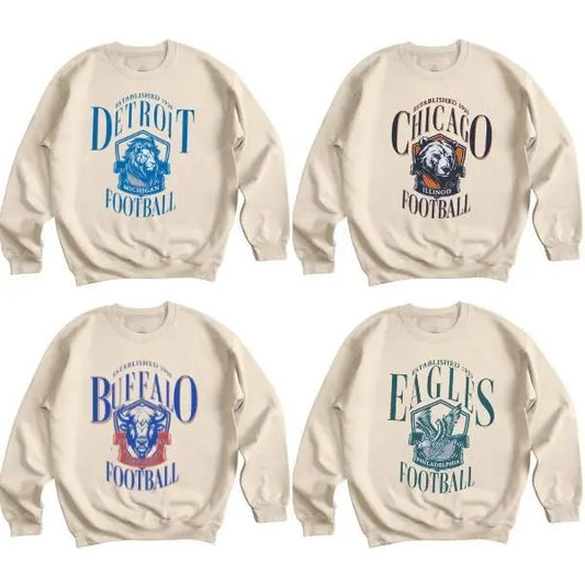 Vintage All Team Football Sand Color Sweatshirt, Retro Football Shirt, Classic Football Shirt, Football Fan Gift, Vintage Sports Shirt