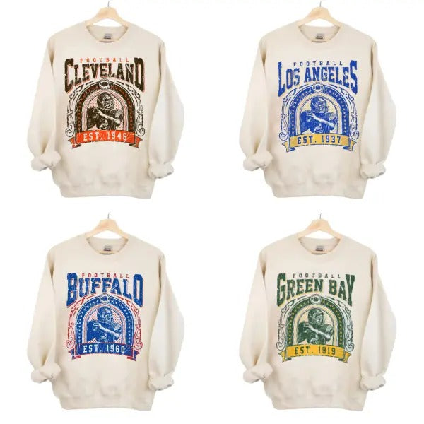 Vintage All Team Sand Football Sweatshirt - Classic Sportswear for Every Fan
