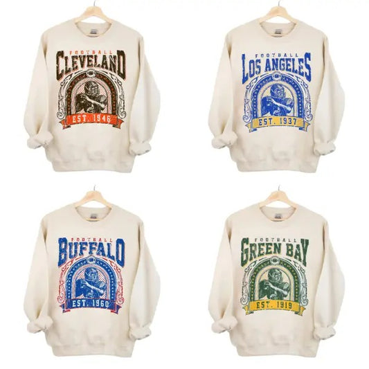 Vintage All Team Sand Football Sweatshirt - Classic Sportswear for Every Fan