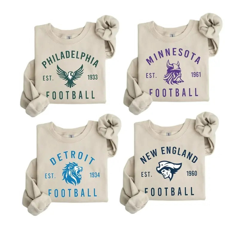 Vintage All Teams Football Ash Grey Sweatshirt, Football All Teams Iconic Simple Sweatshirt, Casual Unisex Sweatshirt for Sport Fan