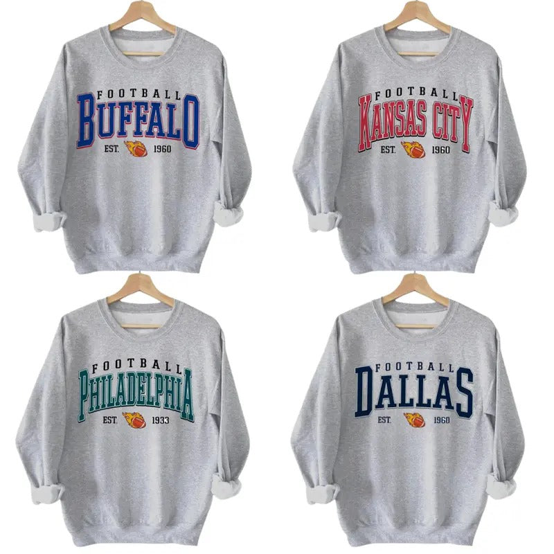 Vintage All Teams Football Sweatshirts - Classic Unisex in Sport Grey