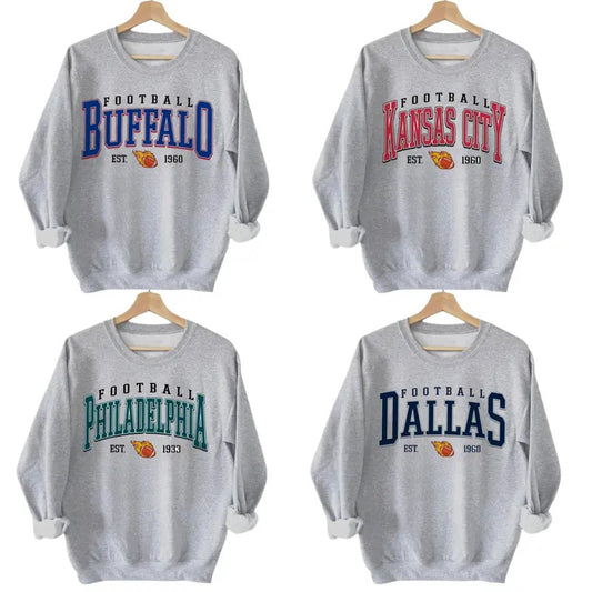 Vintage All Teams Football Sweatshirts - Classic Unisex in Sport Grey