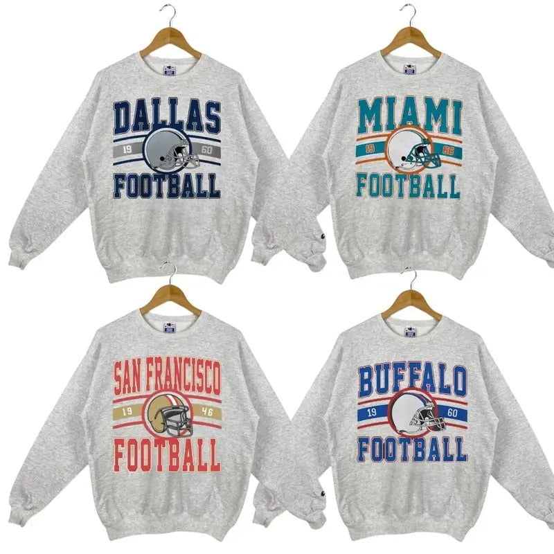 Vintage All Teams Football Unisex Crewneck Sport Classic Sweatshirt 2024, Vintage 90s Graphic Tees, USA Made Tee, Men's Clothing Unisex Hoodie