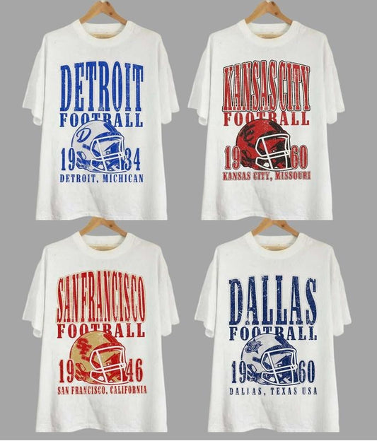 Vintage All Teams Football Unisex T-shirt, Gildan 5000 Unisex Crewneck Sport Classic T-Shirt All Teams Football, Sport All Team T-Shirt.