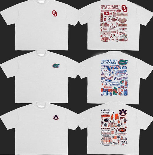 Vintage All Teams University Impressions Artwork NCAA 2Sides T-shirt, Vintage T-shirt All Teams NCAA, Gifts For Sport. Cotton Menswear Top