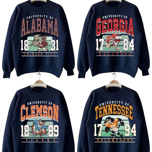 Vintage All University Of NCAA Sweatshirt, Vintage Black Sweatshirt All Teams NCAA, Classic Sport Sweatshirt, Gifts For Football Fan Sport. Crewneck Menswear Soft Sweaters
