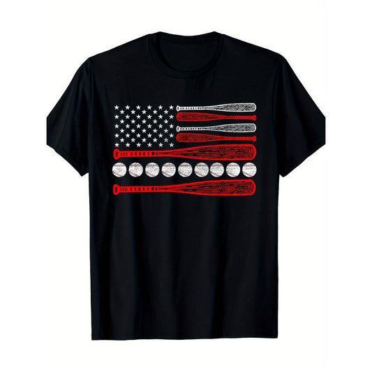Vintage American Flag Baseball T-Shirt, Men's T-Shirt, 180g made in usa